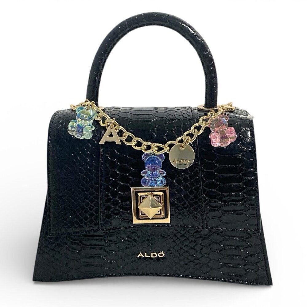 Aldo Special Edition Gummy Bear Heart Coin Case Cherries Charm Black Handbag - Picture 4 of 12